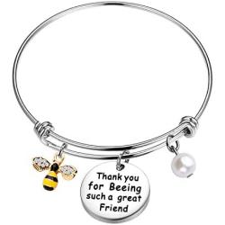 Gzrlyf Best Friend Bracelet Bee Bracelet Friendship Jewelry Bee Lovers Gifts for Friends Coworker Thank You for Beeing Such a Great Friend