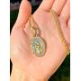 Shop-iGold Virgin Mary Men Women 925 Italy Gold Finish Iced Silver Charm Ice Out Pendant Stainless Steel Real 3 mm Rope Chain, Mans Jewelry, Iced Pendant, Rope Necklace 16''- 24''