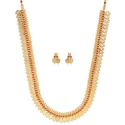 SANARA Indian Traditional Wedding Ethnic Golden Lakshmi Temple Necklace Earring Set Women South Indian Jewelry