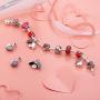 NINGAN “I Love You” Heart Pendant Love Charm 925 Sterling Silver Dangle Charms Compatible with Major European Bracelets & Necklaces