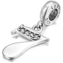 LONAGO 925 Sterling Silver Lucky Number 1-9 Charms Fit Pandora Bracelet Number Pendant Dangle Bead Necklace Chain Birthday for Wife Girl