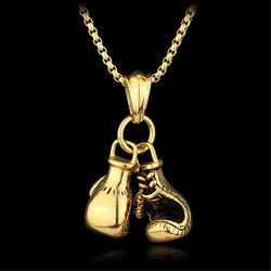 URDEAR Boxing Gloves Pendant Necklace Punk Gorgeous Charm Pendant Necklace Boxing Jewelry Gift for Men Women, 23 inches Chain