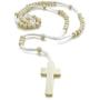 INBLUE Men,Womens Wood Pendant Necklace Cross Bead 24 Inch Rosary Chain