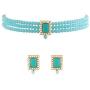 I Jewels 18K Gold Plated Indian Wedding Handcrafted Beaded Emerald Choker with Earrings for Women/Girls