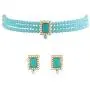 I Jewels 18K Gold Plated Indian Wedding Handcrafted Beaded Emerald Choker with Earrings for Women/Girls