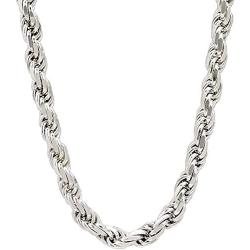 Savlano 925 Sterling Silver 6mm Solid Italian Rope Diamond Cut Twist Link Chain Necklace with Gift Box for Men & Women - Made in Italy