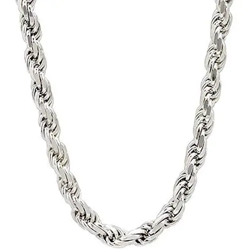 Savlano 925 Sterling Silver 6mm Solid Italian Rope Diamond Cut Twist Link Chain Necklace with Gift Box for Men & Women - Made in Italy Savlano 925 Sterling Silver 6mm Solid Italian Rope Diamond Cut Twist Link Chain Necklace with Gift Box for Men & Women - Made in Italy
