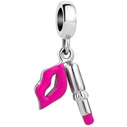 JewelryHouse Butterfly Stiletto High-Heeled Shoes Sexy Kiss Lipstick Sparkling Crystal Makeup Charms