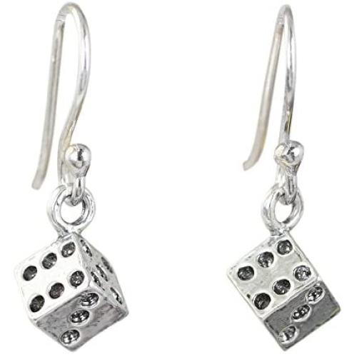 NOVICA .925 Sterling Silver Casino Theme Good Luck Dangle Earrings Lucky Dice