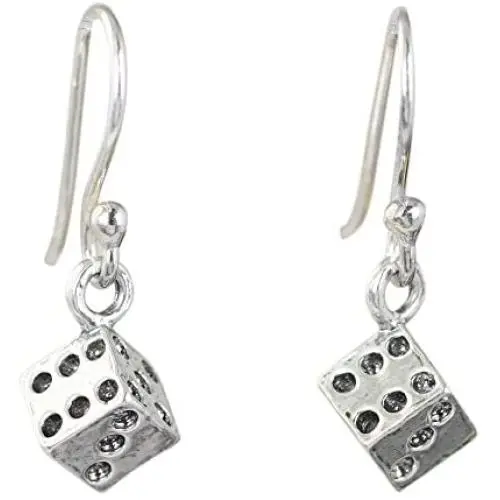 NOVICA .925 Sterling Silver Casino Theme Good Luck Dangle Earrings Lucky Dice