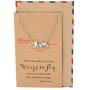Quan Jewelry Mother and Baby Little Birds Necklace for Women, Animal Pendant Gifts for Moms, Mothers Day Family Jewelry with Inspirational Dalai Lama Quote on Greeting Card, Silver Tone