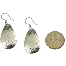 Small Hammered Aluminum Silver-tone Tear Drop Earrings By John S Brana Handmade Jewelry Hypoallergenic