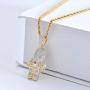 charlinliol 18k Gold Plated Necklace Iced Out Cubic Zirconia Astronaut Pendant Hip Hop Jewelry Spaceman Chain for Men and Women