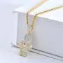 charlinliol 18k Gold Plated Necklace Iced Out Cubic Zirconia Astronaut Pendant Hip Hop Jewelry Spaceman Chain for Men and Women