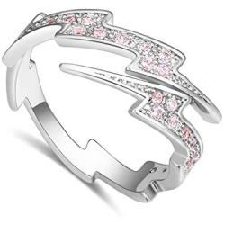 MIXIA 18K Rose Gold Tone Adjustable Open Finger Rings Lightning Bolt for Women Shining Cubic Zircon CZ Ring Fashion Jewelry