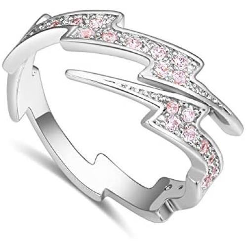MIXIA 18K Rose Gold Tone Adjustable Open Finger Rings Lightning Bolt for Women Shining Cubic Zircon CZ Ring Fashion Jewelry