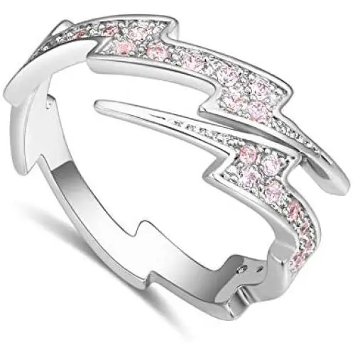 MIXIA 18K Rose Gold Tone Adjustable Open Finger Rings Lightning Bolt for Women Shining Cubic Zircon CZ Ring Fashion Jewelry