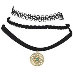 LUX ACCESSORIES Boho Dream Catcher Choker Set (3pc)