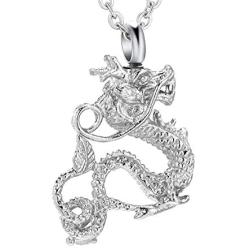 Dragon Cremation Jewelry for Ashes Stainless Steel Pendant Keepsake Memorial Jewelry Cremation Ash Urn Necklace for Man Women