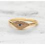 VACRONA Dainty Gold Evil Eye Ring 14K Gold Plated Simulated Sapphire Ring White CZ Micro Pave Ring Stackable Eternity Ring Protection Ring Gift for Her