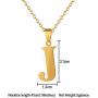 Fashion Initial Letter Pendant Necklace Stainless Steel Gold Color Mens Womens Custom Capital Letter Name Necklace Personalized Jewelry Gift(Letter J)