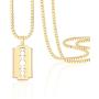 PEARLADA Razor Blade Pendant Necklace for Women and Men 18K Gold Chunky Box Chain Necklace Adjustable Hip Hop Punk Rock Dog Tag Necklace