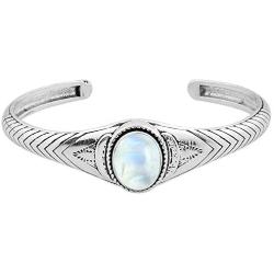 Natural Labradorite Lapis Moonstone Cuff Bangle 10x14mm Oval Shape Gemstone 925 Silver Overlay Cuff Bangle Jewelry