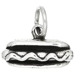 Sterling Silver Oxidized Three Dimensional Hot Dog Charm