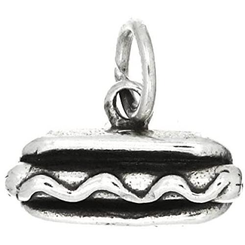 Sterling Silver Oxidized Three Dimensional Hot Dog Charm