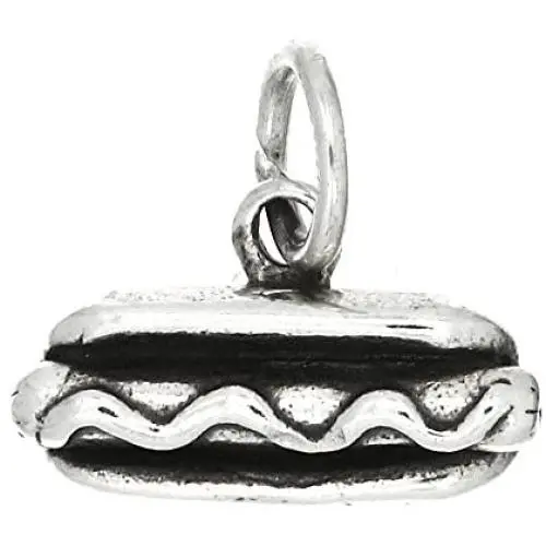 Sterling Silver Oxidized Three Dimensional Hot Dog Charm