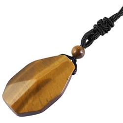 SUNYIK Crystal Pendant Necklace for Men and Women, Faceted Healing Stone with Adjustable Nylon Rope