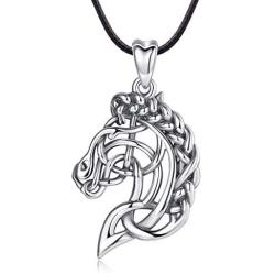 CELESTIA Celtic Horse Head Necklace Women Sterling Silver Pendant Horse Jewelry Gifts for Girls Men and Horse Lovers