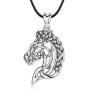 CELESTIA Celtic Horse Head Necklace Women Sterling Silver Pendant Horse Jewelry Gifts for Girls Men and Horse Lovers