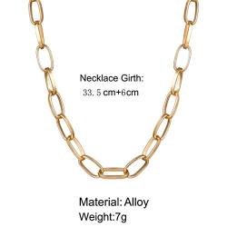 TseanYi Punk Chunky Chain Necklace Gold Paperclip Choker Necklace Oval Link Chain Collar Necklaces Jewelry for Women and Girls (Gold)