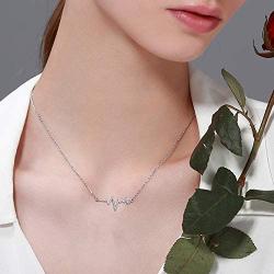 MEDWISE Heartbeat Necklace Pendant Jewelry Gifts 925 Sterling Silver Heartbeat EKG Nurse Necklace for Her Platinum Plated Lifetime Pulse Necklace for Women Girls Birthday Christmas Anniversary Day