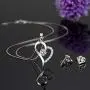 Women Love Heart Pendant Necklace Earrings Set, Sterling Silver Jewelry Set Gift For Her Women Love Heart Pendant Necklace Earrings Set, Sterling Silver Jewelry Set Gift For Her