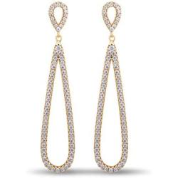 Gold Plated Sterling Silver Post Long Teardrop Earrings with CZ Simulated Diamonds Gift for Mothers Day Women Girls