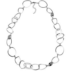 Of Earth and Ocean Sparkling Long Link Necklace, Handmade Circle Chain Link Necklace for Women - Silver Plated, Judith Stiles Jewelry