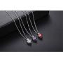 AILUOR White Gold Plated Simulated Ruby Crystal Heart Necklace and Stud Earrings Set - Queen of Hearts Pendant Jewelry Set Silver Chain January Birthstone Evie Red Heart Jewelry Gifts for Women