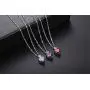 AILUOR White Gold Plated Simulated Ruby Crystal Heart Necklace and Stud Earrings Set - Queen of Hearts Pendant Jewelry Set Silver Chain January Birthstone Evie Red Heart Jewelry Gifts for Women