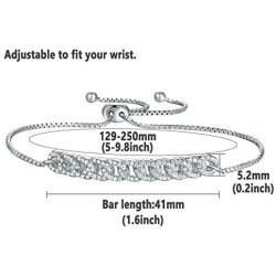 Newshe Adjustable Bracelets for Women 925 Sterling Silver Tennis 18k White Cubic Zirconia Friendship