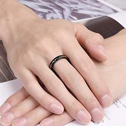 VAKKI 4mm/8mm Colorful Opal Inlay Tungsten Ring Black/Silver Tone Wedding Band Engagement Ring for Men Women Comfort Fit Size 4-12
