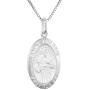 Sterling Silver St Francis Medal Necklace 7/8 inch Oval Italy 0.8mm Chain