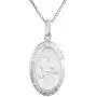 Sterling Silver St Francis Medal Necklace 7/8 inch Oval Italy 0.8mm Chain