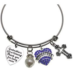 Godmother Gifts Bracelets Godmothers Are a Blessing Thank You For Being Mine Bangle Jewelry Bracelet