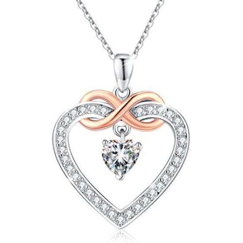 MEDWISE Women Infinity Necklace Jewelry,925 Sterling Silver Love Heart Infinity Pendant Necklace for Girls Birthday Anniversary Gifts for Her
