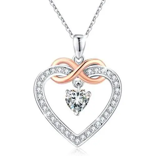 MEDWISE Women Infinity Necklace Jewelry,925 Sterling Silver Love Heart Infinity Pendant Necklace for Girls Birthday Anniversary Gifts for Her