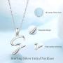 EUDORA Sterling Silver Necklace 26 Letters Alphabet Personalized Charm Pendant with 18inch O-Ring Chain