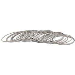 Lux Accessories Glitter Sparkle Mixed Metal Pave Crystal Textured Multiple Bangle Set