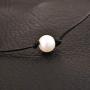 MJartoria Girls Black PU Leather Cord Faux Pearl Choker Necklace